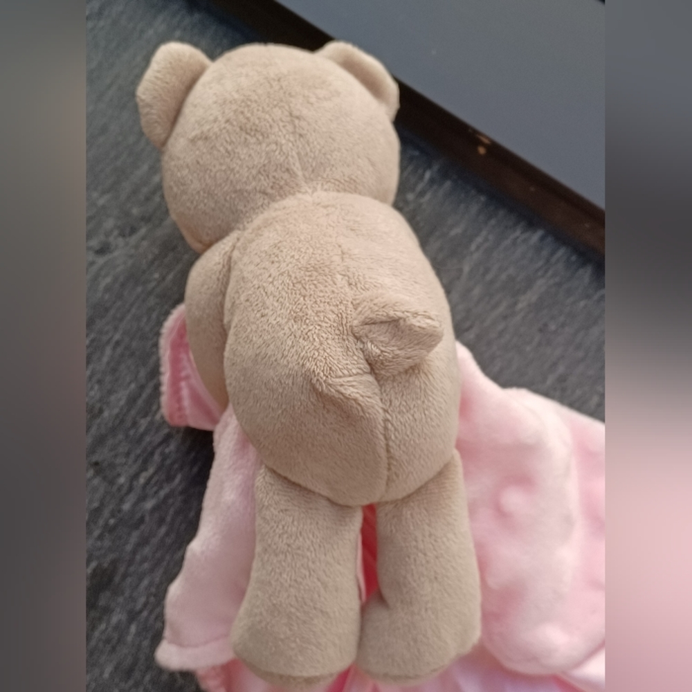 ✓Carters Teddy Bear Holding Pink Blanket Lovey Baby Security Satin Soft Plush - Picture 7 of 7